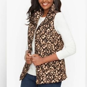Talbots Leopard Print Down Filled Puffer Vest Packable Outdoor Size‎ Small